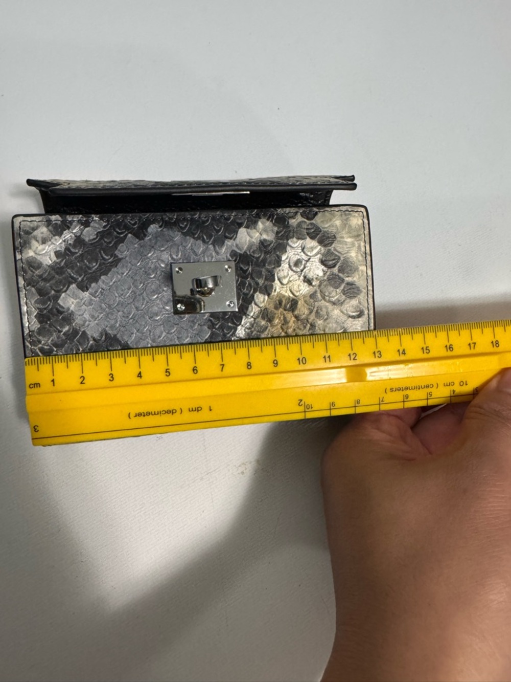 Neutral Python-Print Leather Wallet with Turn-Lock Strap - Picture 6 of 7